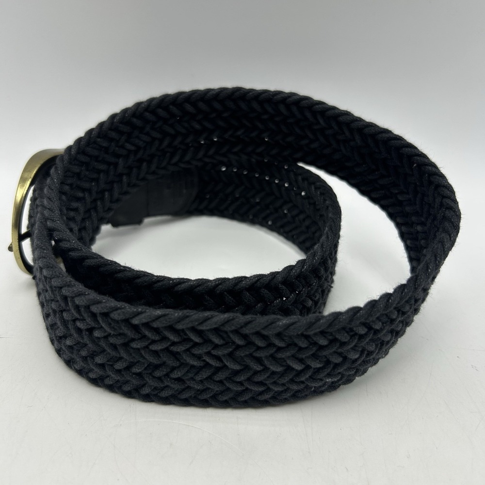 Coldwater Creek Statement Belt Womens S M Braided Black Cotton Leather Trim - Picture 7 of 9